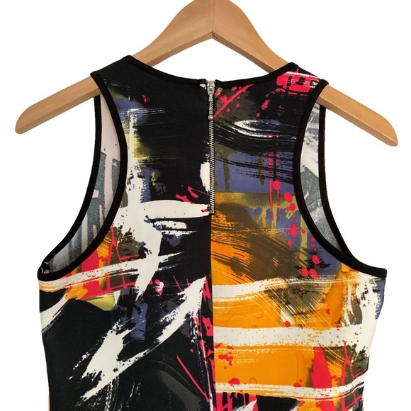 H&M Women's‎ Small Shift DRESS Sleeveless Abstract Print Multi Color Paint Brush - Picture 6 of 12